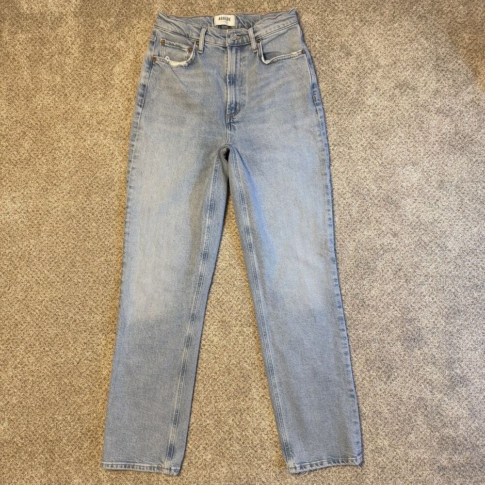 AGOLDE High Rise Stovepipe Jeans Size 26 Women Light Wash Denim Organic Cotton